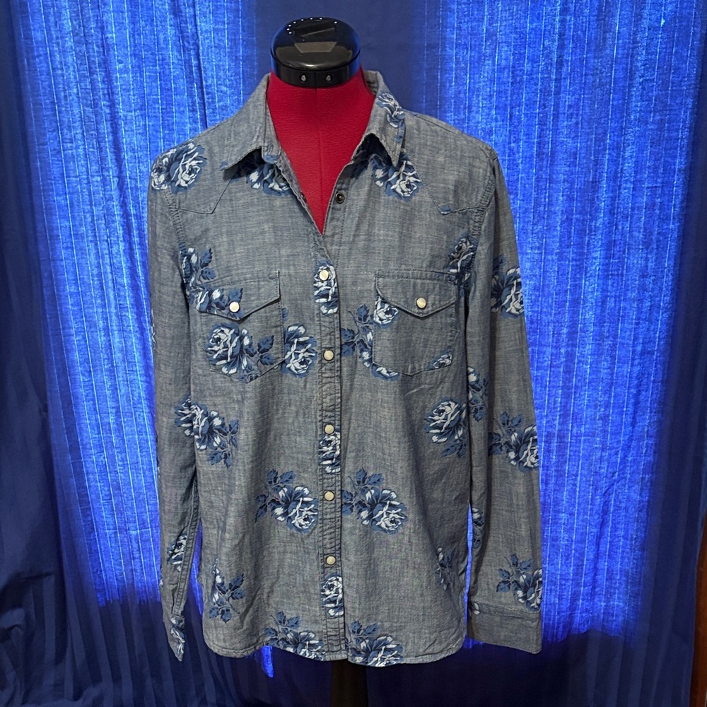 GAP Blue Floral Denim Shirt